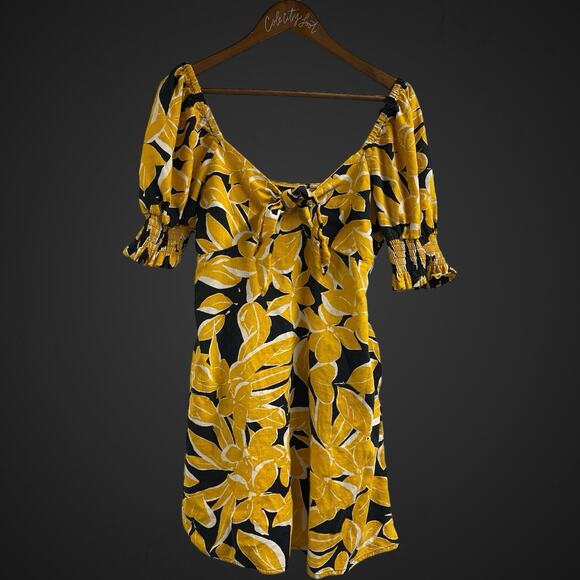 Who What Wear Dress Sheath Off Shoulder Fall Floral Yellow Black Pockets - Picture 1 of 11